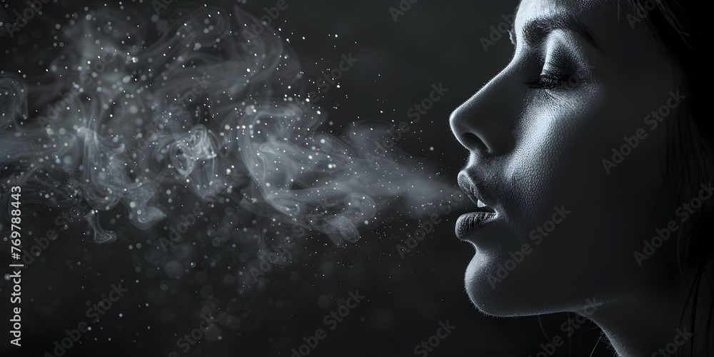Poster mysterious vapor whispers a captivating portrait of ethereal presence and introspective emotion
