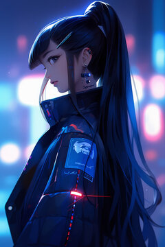 Profile picture of anime girl. AI Generative. 