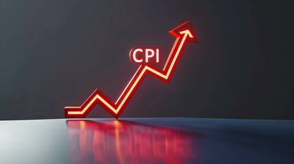 Word “CPI” and arrow up show financial growth, meaning is Consumer Price Index and it is an important measure of inflation