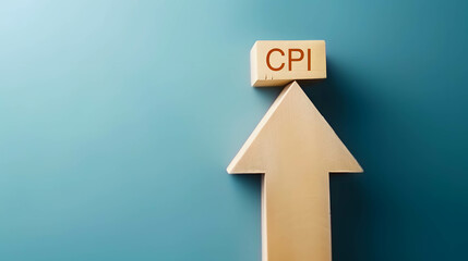 Word “CPI” and arrow up show financial growth, meaning is Consumer Price Index and it is an important measure of inflation - obrazy, fototapety, plakaty