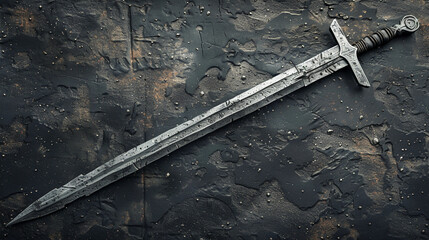 Ancient medieval sword rustic and battleworn showcasing centuries of history and valor classic weapon design , high resulution - obrazy, fototapety, plakaty