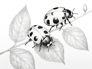 Two ladybugs are on a leaf