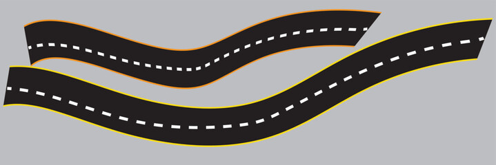Winding highway road from top view. Flat vector illustration isolated on white background. EPS 10