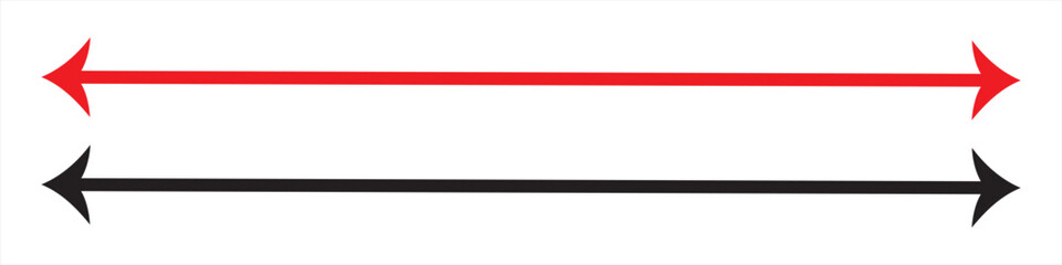 Horizontal dual thin long straight double ended arrow.  Vector illustration. EPS 10 - obrazy, fototapety, plakaty