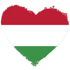 Hungary flag in heart shape isolated on transparent background.