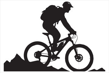 Bicycle riding Silhouette Vector on white background