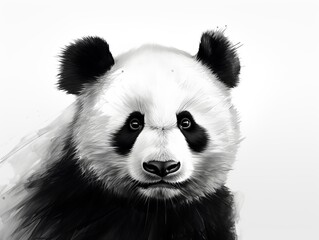 Fototapeta premium A panda bear with a black and white face is staring at the camera