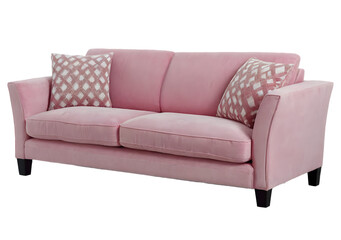 Pink comfortable sofa  Isolated, objects on a transparent background