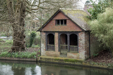 fishing hut on The River Avon at Salisbury Wiltshire England