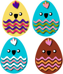Vector illustration of a set of colored eggs. Spring holiday, Easter