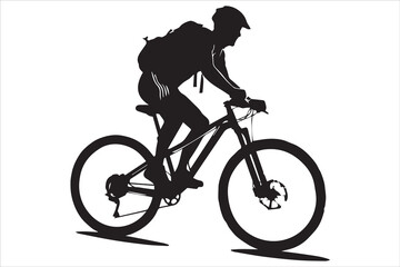 Bicycle riding Silhouette Vector on white background