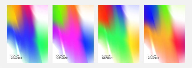 Defocused bright colored abstract backgrounds. Blurred vibrant color gradients for creative graphic design. Vector illustration.