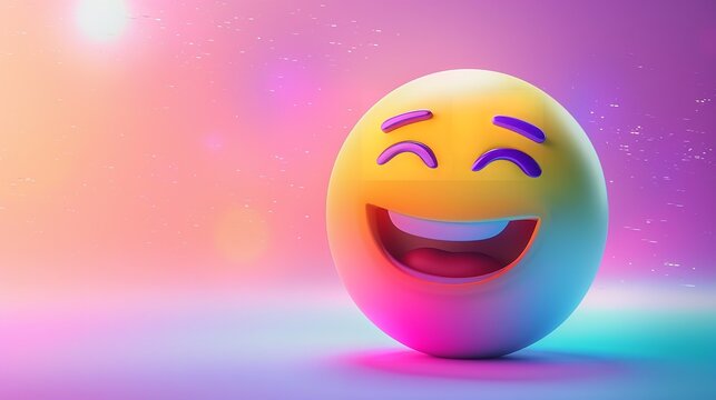 Smile Happy Laugh Emoji Emoticon with Colorful Background