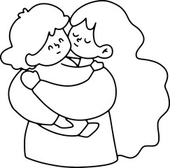Mother's Day with flower wreath illustration, greeting card