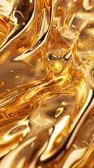 Liquid gold flow, dynamic shapes, low angle, luxurious texture, high realism