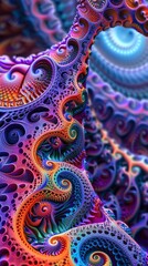 Fractal patterns, vibrant colors, wide lens, psychedelic abstract, high definition 