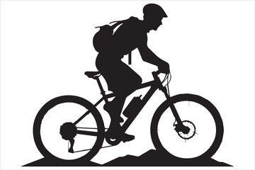 Bicycle riding Silhouette Vector on white background