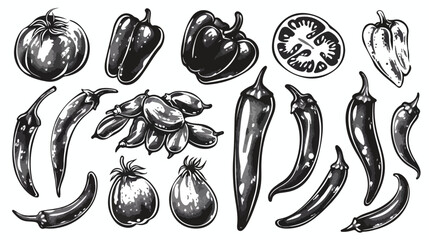 Chilli spicy vegetable fresh vegetable in black and