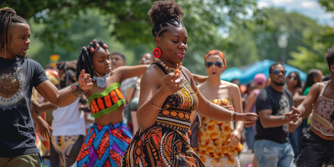 Juneteenth Freedom Day Celebration dance. African American people black lives matter. Juneteenth and african liberation day. 