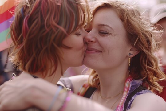 It was heartwarming to see a woman's kissing of her partner amidst the joyous atmosphere of the lesbian parade