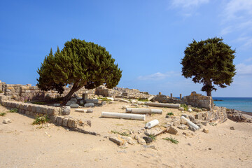 Ruins of Agios Stefanos Basilica near Kefalos on the Greek island of Kos