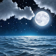 Full Moon Reflecting on Water. Generative AI