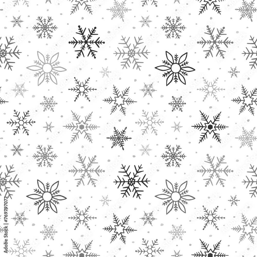 Poster snowflake seamless pattern. repeating snowflakes patern. hand draw winter design for prints. repeate