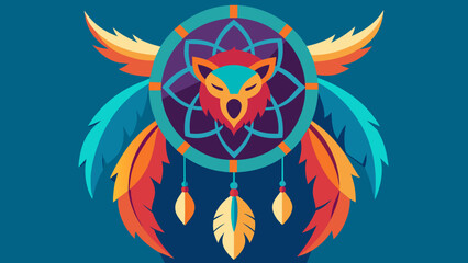  A closeup of a colorful intricately designed dreamcatcher adorned with feathers symbolizing the connection to animal spirits in dream - obrazy, fototapety, plakaty