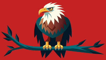  A majestic eagle with piercing eyes and strong talons perched on a branch representing the powerful spirit of the bird in Native American - obrazy, fototapety, plakaty