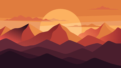  A serene mountain landscape is shown in closeup the rising sun casting a warm glow over the rolling hills and valleys. This is a place believed - obrazy, fototapety, plakaty