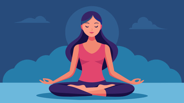  A womans face with closed eyes deeply inhaling and exhaling during a meditation session.