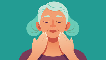  A wrinkled pair of hands massaging a tense jawline reflecting the traditional practice of face reflexology.