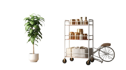 Modern Wire Basket Storage Cart on isolated white background