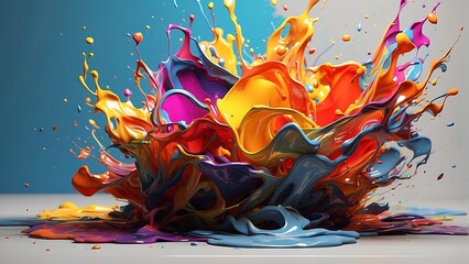 Various colors of oil paints Splashes in many different styles, looks beautiful.
