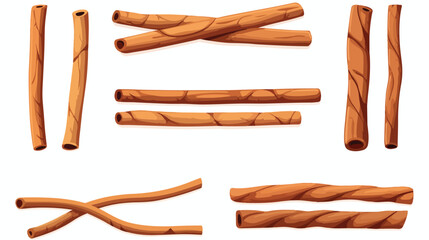 Cinnamon Sticks Vector Set. Cinnamon Barks in Diffe