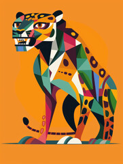 Dynamic Cubist Leopard Graphic