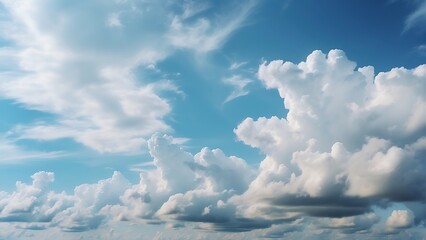 Fototapeta premium Beautiful Blue Sky with Fluffy Clouds on a Sunny Summer Day
