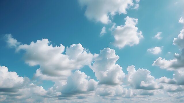 Beautiful Blue Sky with Fluffy Clouds on a Sunny Summer Day