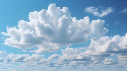 Fototapeta premium Beautiful Blue Sky with Fluffy Clouds on a Sunny Summer Day