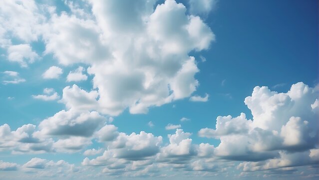 Beautiful Blue Sky with Fluffy Clouds on a Sunny Summer Day