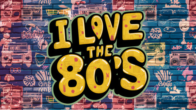 Graffiti on a wall -  "I love the 80's".
