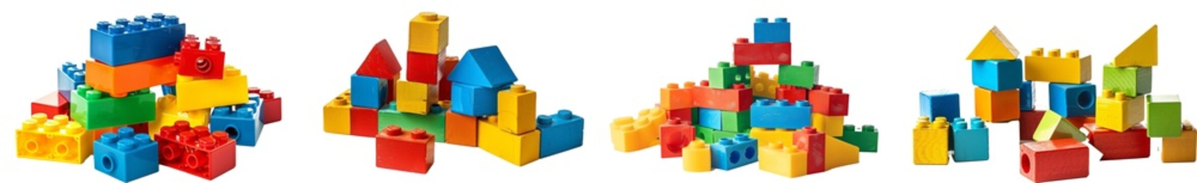 Set of Building blocks on a white background