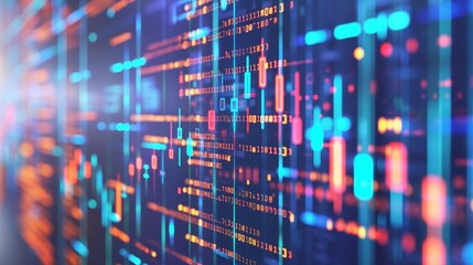 Obraz premium Candlestick chart,fintech icon on abstract financial technology background ,Fintech Investment Financial Internet Technology Concept