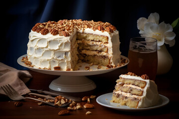 Italian Cream Cake, Rich and moist Italian cake with coconut and pecan