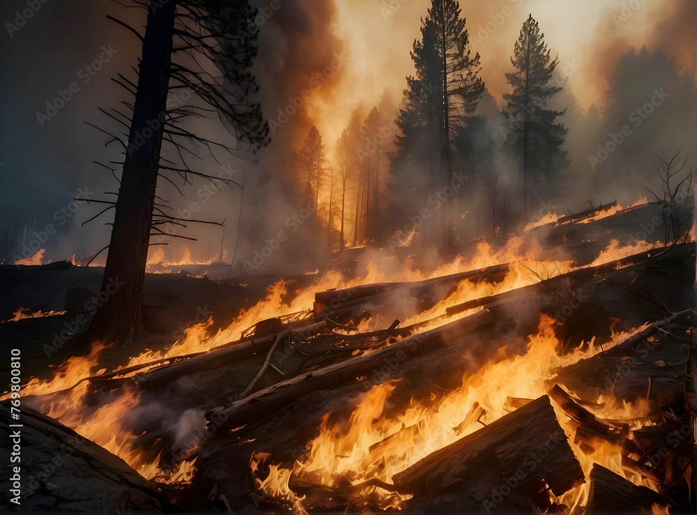 Canvas Prints severe forest fire