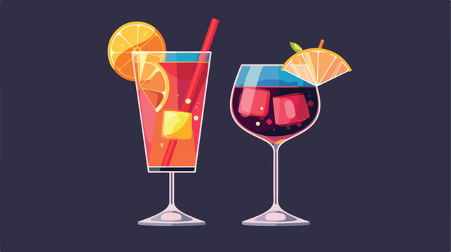 Cocktail drink icon flat cartoon vactor illustratio