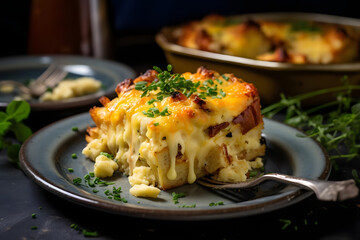 Cheese Strata, Cheesy and savory casserole made with bread, eggs, and cheese