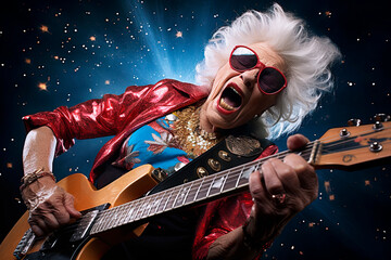Old granny rock star.