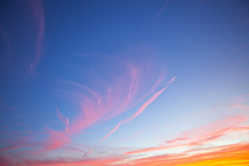 Blue Sky with pink clouds. Abstract backdrop for wallpaper . - 769802494