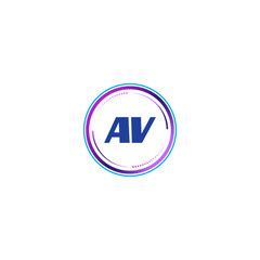 AV creative initial letter flat monogram logo design with White background.Vector logo modern alphabet gradient color frame style.